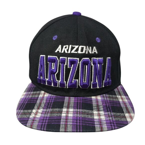Arizona Snapback Hat Multicolor One Size Adjustable Embroidered Plaid Headline - Picture 1 of 8